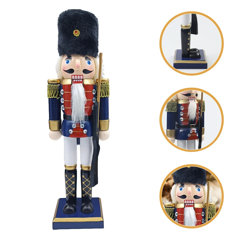 

Wood Nutcracker Decoration Christmas Home Decor Festive Tabletop Ornament for Living Room Bedroom Hotel Restaurant Xmas Gift