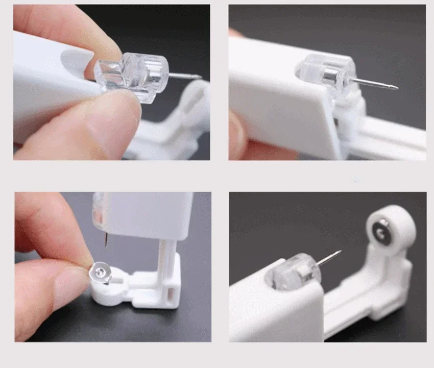 1-100 Stück Sicherheits-Ohrlochstechgerät-Set für Frauen und Männer, Einweg-Ohrlochstechgerät aus weißem Kunststoff, sterile Ohrlochstechvorrichtung, einfache Schmuckstechwerkzeuge – Detail 8