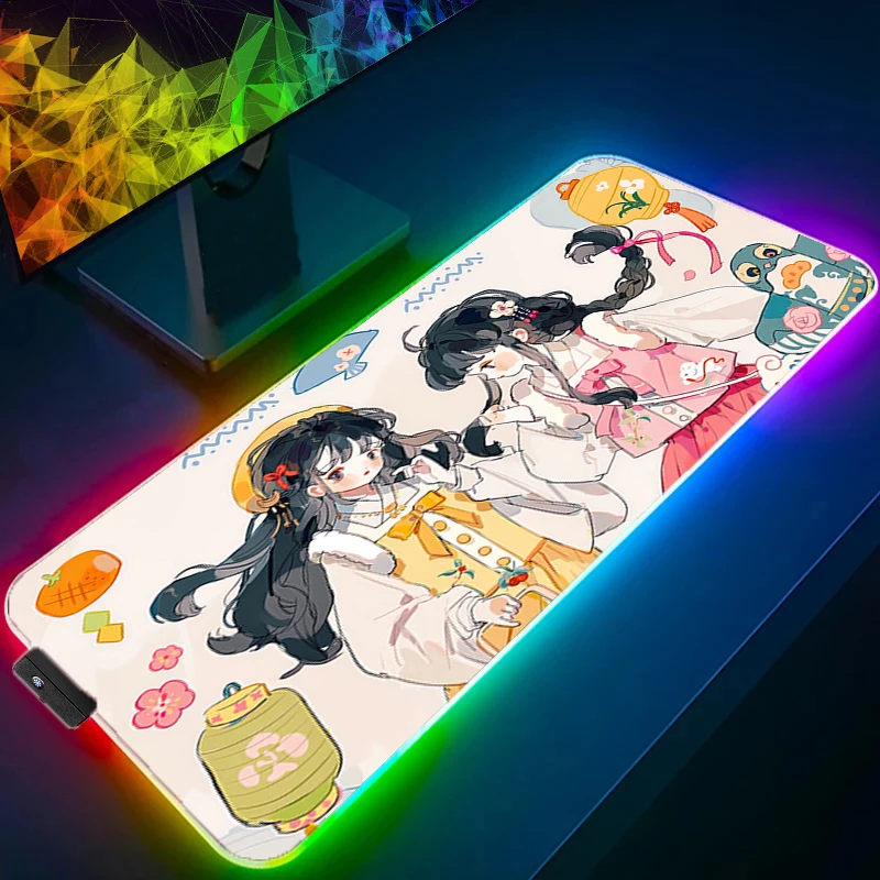 

RGB Mouse Pad Anime Sexy Girls Game Rubber Backlight Pc Keyboard Laptop Computer Speed LED Desk Mat Gaming Acessories Mousepad