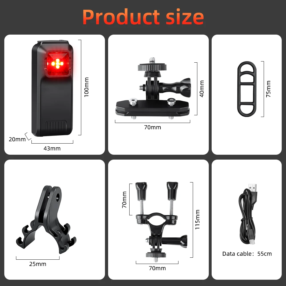 Bicycle Taillights, Bicycle Accessories With Radar Function, Waterproof, 1800mAh, 40 Degree Blind Spot Detection