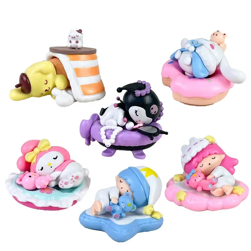 Sanrio Blind Box Sleep Safe Hello Kitty MyMelody Kuromi Pachacco pompurin juguete para niños, regalo de cumpleaños, decoración de Navidad