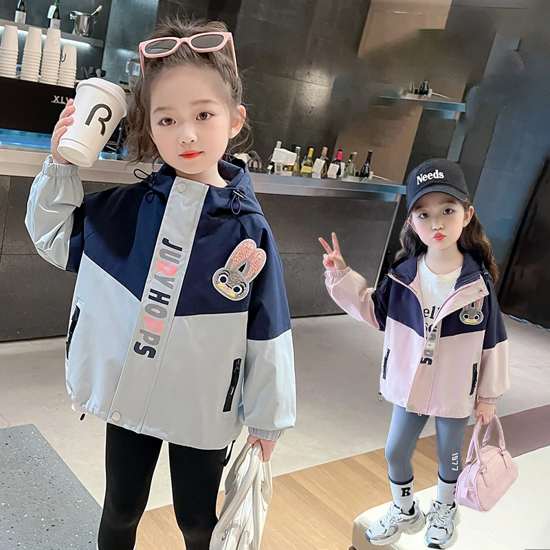 

2024New Disney Kawaii Anime Autumn Judy Hopps Children Hooded Coat Cute Sweet Cartoon Outdoor Jacket Lovely Gifts for Girls