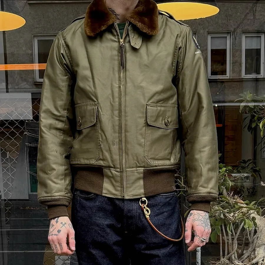 

BUZZ RICKSON Pure U.S.B-10 real wool collar 1947 aviation jacket