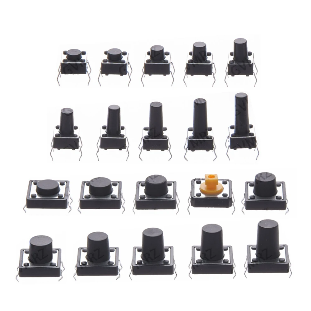 250pcs 20value 4pins 6x6mm 12x12mm 5/6//8/9 Tactile button switch micro instant classification Assorted kit 10/11/12/13mm