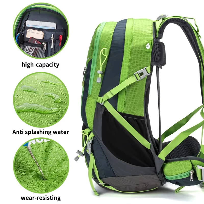 45L في الهواء الطلق تسلق على ظهره تعليق سعة كبيرة التخييم السفر متعددة الوظائف مقاوم للماء حقيبة كتف خفيفة الوزن #2