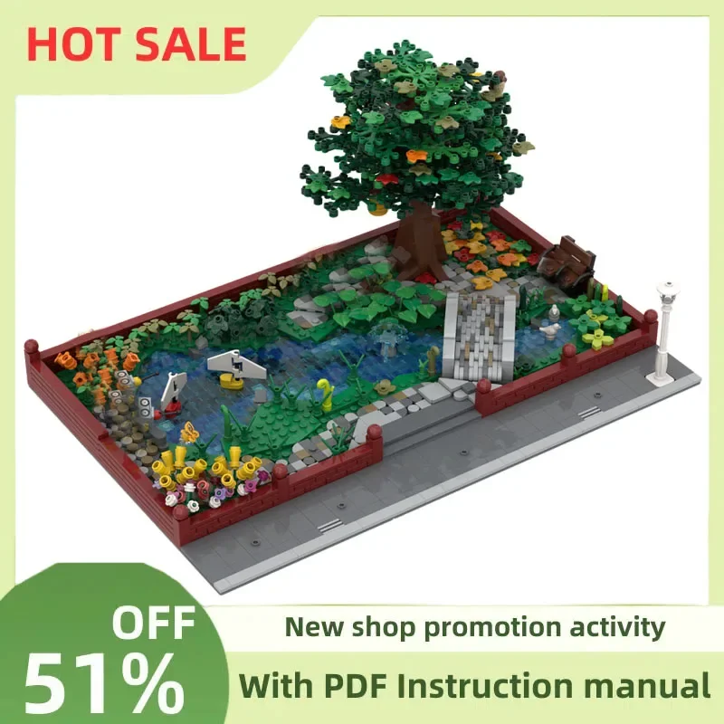 

New 1859Pcs City Hot Selling Street View Moc Modular Central Park Pond Model Building Blocks Diy Creative Ideas Kids Toys Gifts