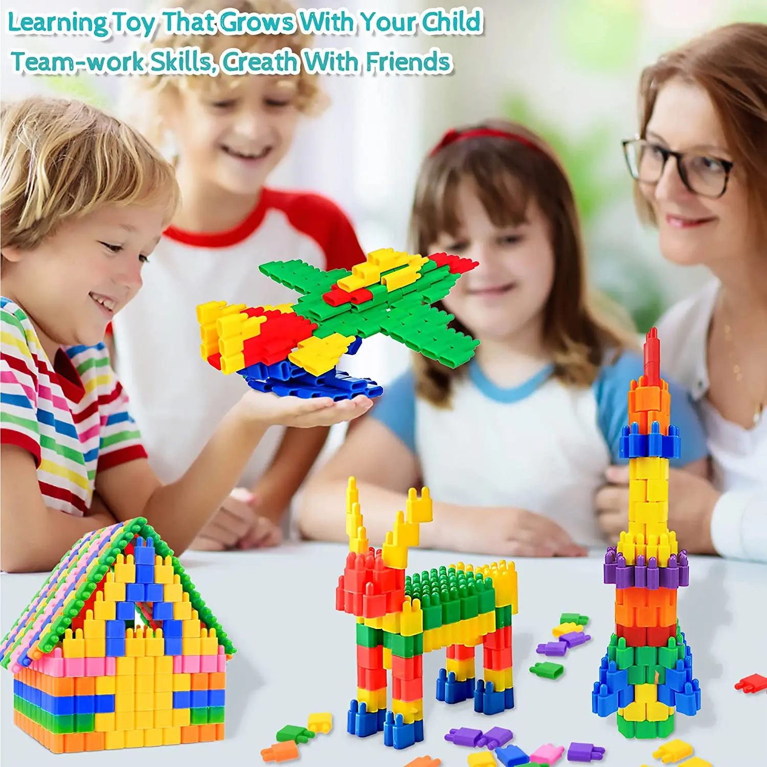 Kids 600pcs Set Building Blocks Construction Toy Learning Playset STEM Toy Set Educational Kit Child Branin Development Toy