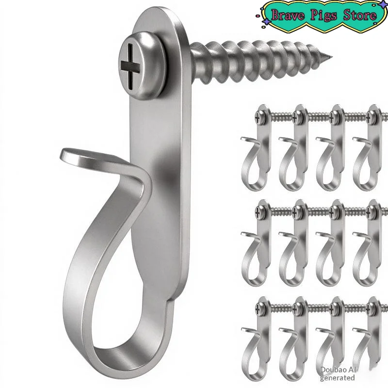 [HM]Stainless Steel String Lights Hanging Hook Multi Purpose Outdoor Plant Cabinet Ceiling Wall Screw Hooks Holder Hangers[HM]