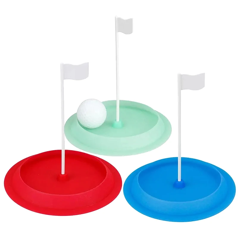 

Golf Practice Hole Putting Cup All Direction Soft Silicone With White Target Flag Golf Hole Cup For Outdoor Indoor Training Aids