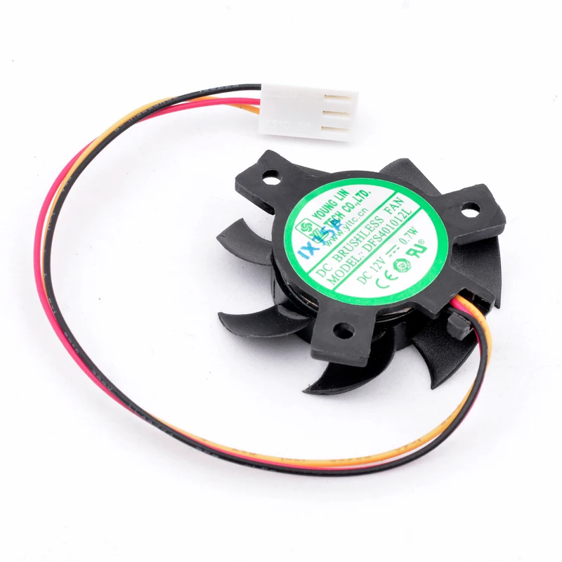 

DFS401012L Diameter 37mm, hole pitch 25x25x25mm DC12V 0.7W 3 wires, cooling fan for soft router heat sink aluminum fins