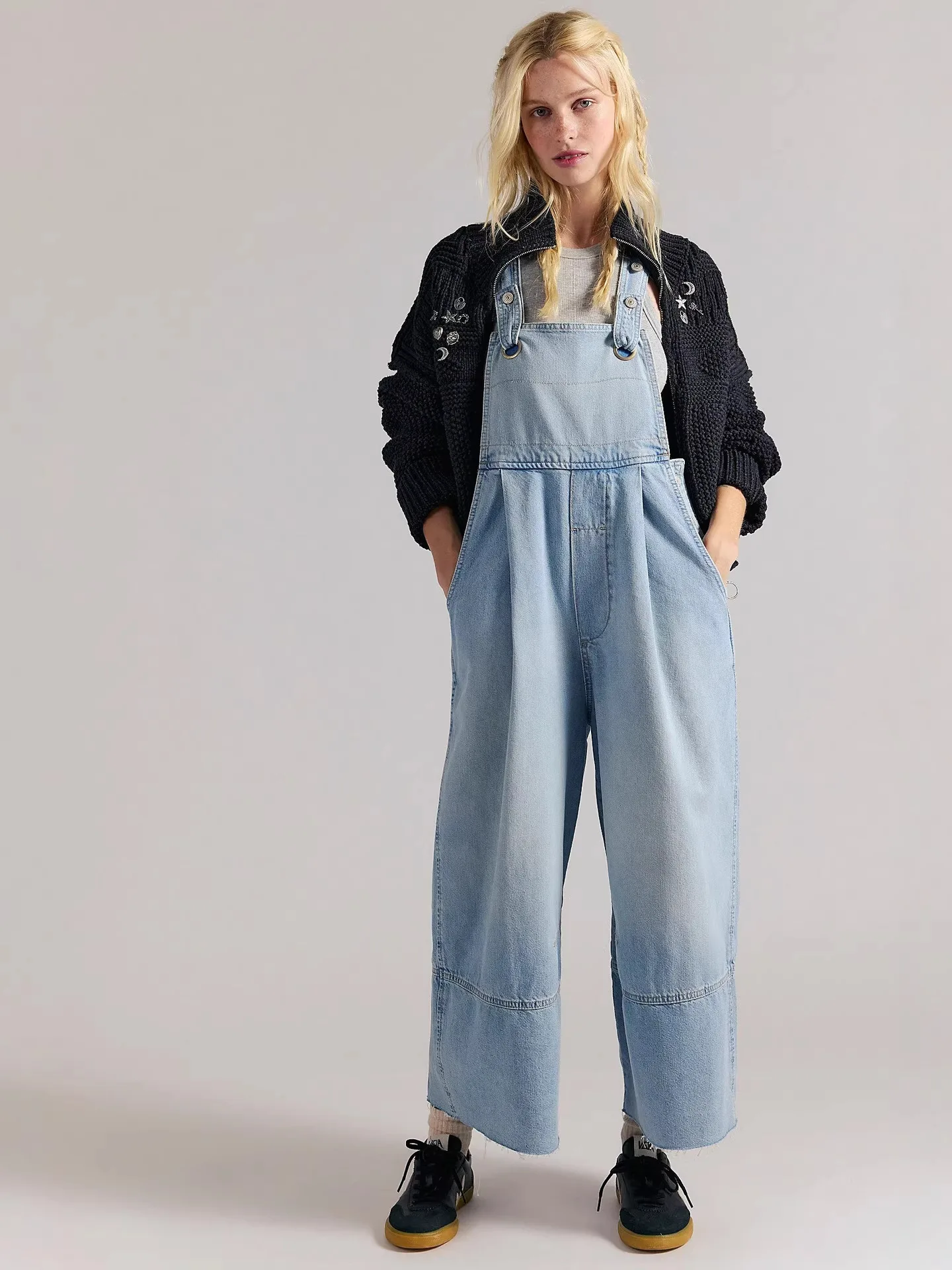 

Loose Wideleg Denim Dstring Pants High Waist Street Sle Women's Jeans Overalls High Waist Dstring Loose Fit Wide Leg ...