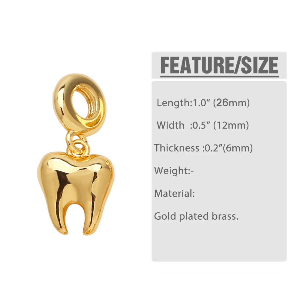 OCESRIO Polish Brass Teeth Pendant for Necklaces Copper Gold Plated Crystal Wine Glass Heart Jewelry Making Component pdtb482