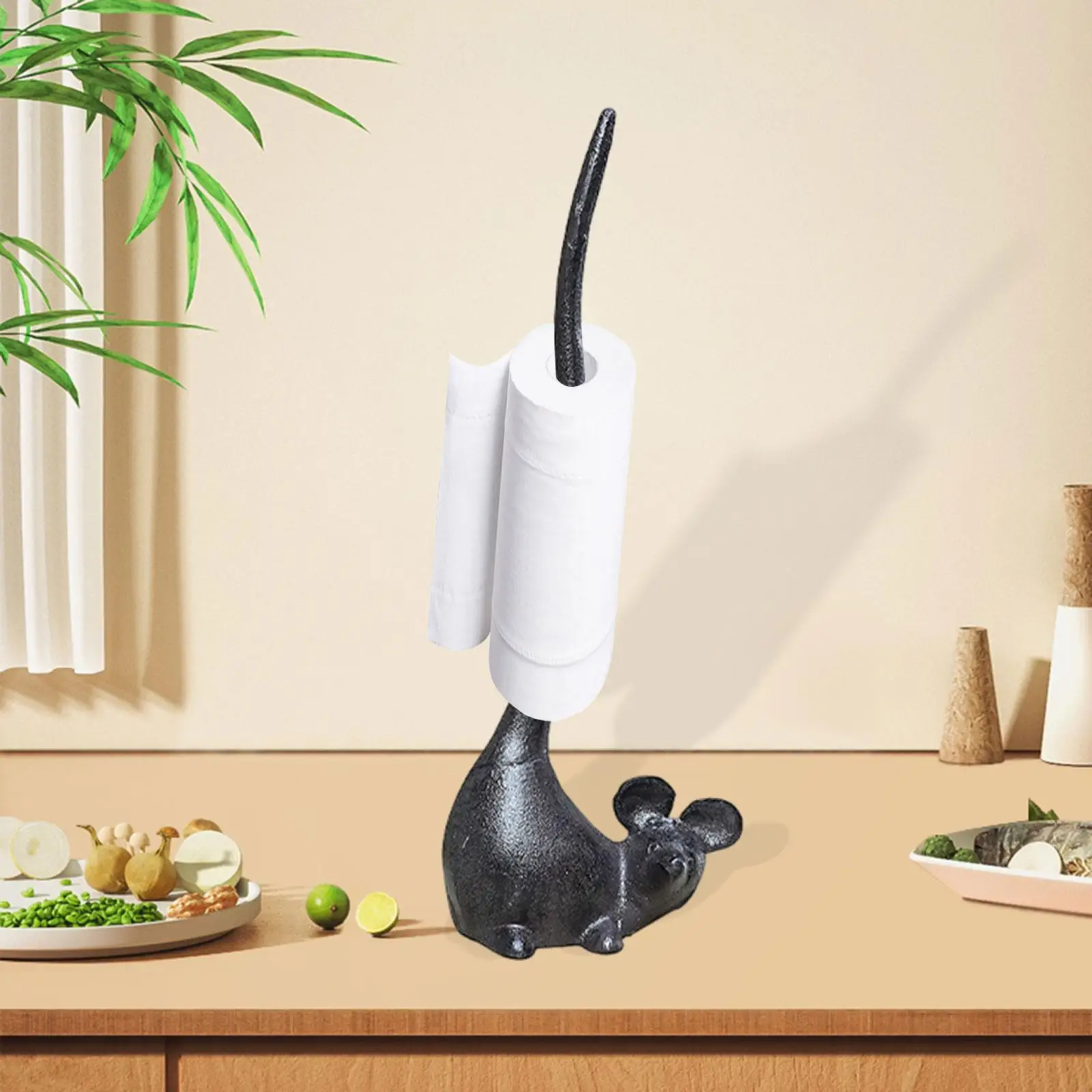 

Paper Towel Holder Vertical Decorative Mouse Toilet Paper Holder Rustic Paper Towel Stand for Kitchen Counter Housewarming Gift