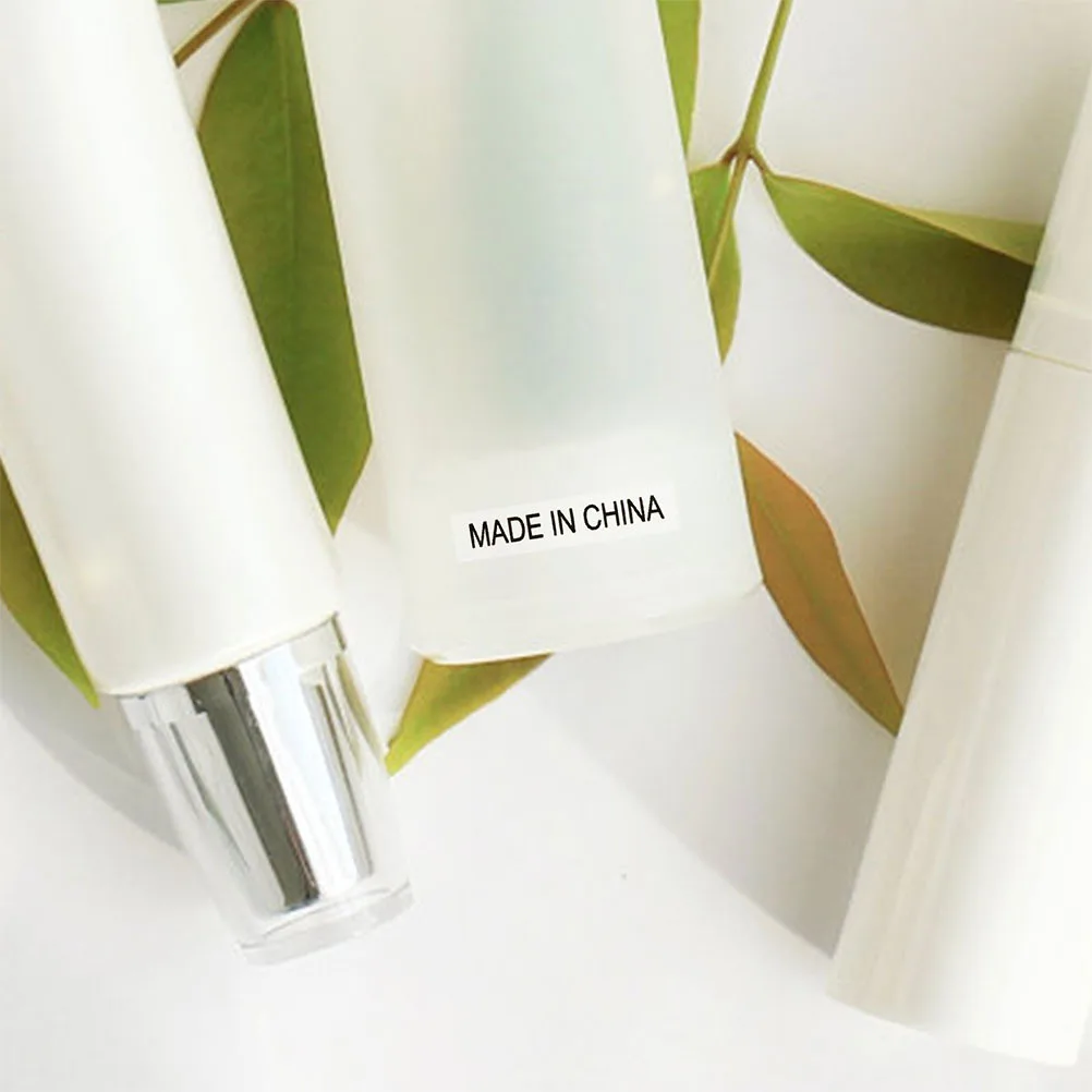 3500 Uds etiquetas transparentes hechas en China pegatinas autoadhesivas impermeables para envío al por menor embalaje pegatinas de marca de origen