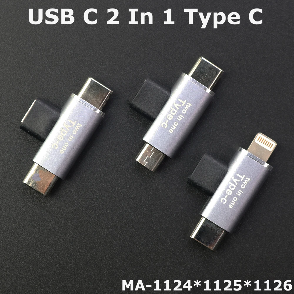 2IN1 Type C Connector for Iphone 12 11 Xiaomi Samsung S21 S20 OTG USB C Adapter USB-C Female To Micro USB Converter Type-C Male