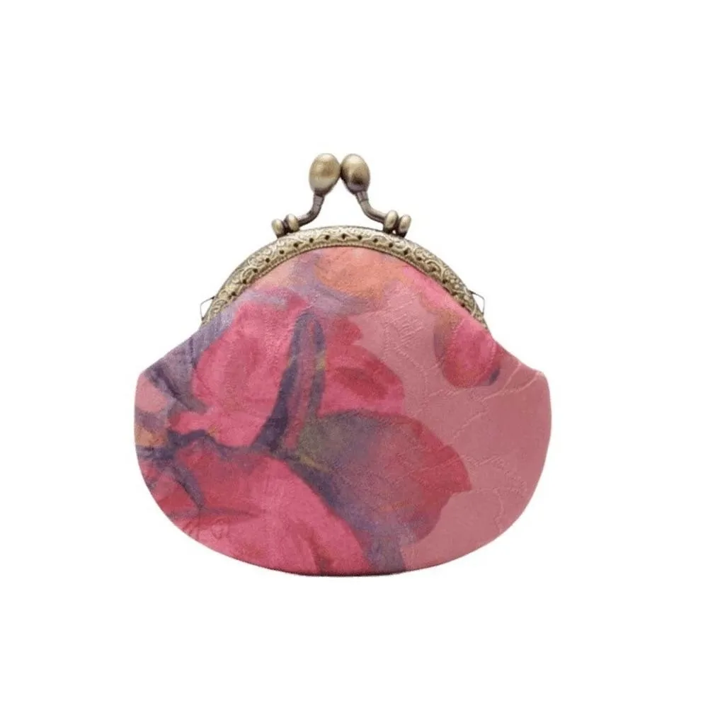 

Кошелек для монет с защитой от потери, на застежке Kiss Lock, из утолщенного полиэстера, с вышивкой в китайском стиле, мини-сумочка в форме ракушки, маленькая сумочка-кошелек