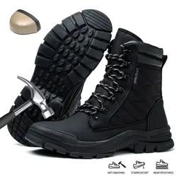 Size 40-48 High Top Work Shoes Men, Wearable Steel Toe Safety Shoes Boots, Anti-smash Puncture-proof Work Sneakers for Welding