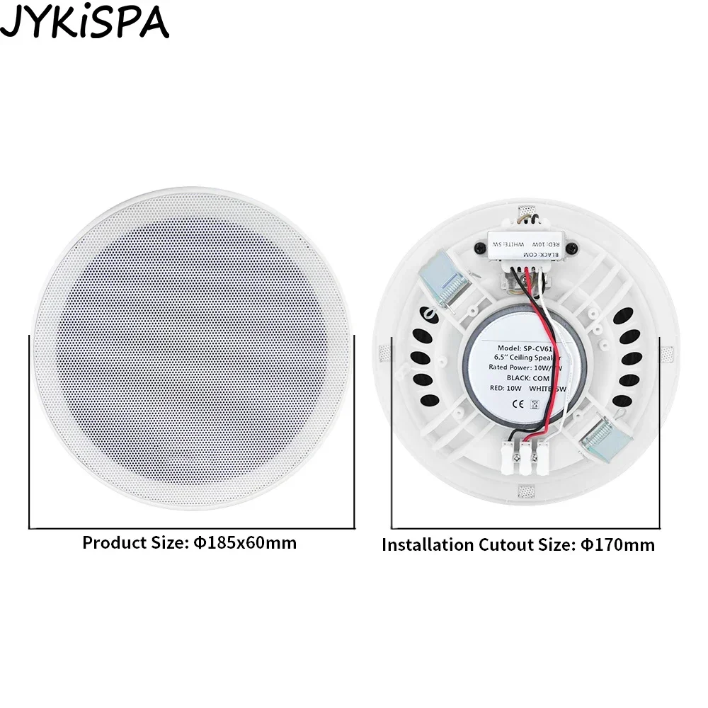 6.5 Inch 10W Coaxial Ceiling Speaker 70V/100V PA System Amplifier Home Theater Publick Address Loudspeaker for Office Hotel