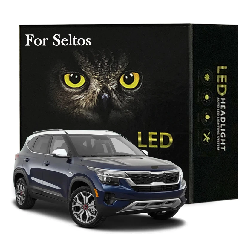 

11Pcs Led Interior Light Kit For KIA Seltos 2019 2020 2021 2022 LED Bulbs Dome Map Vanity Mirror Lights Canbus