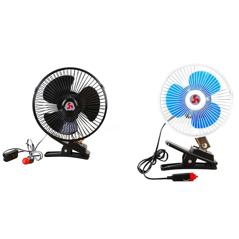 Low Noise Air Cooling Fan Car Oscillating Fan Car Auto Fan Portable Vehicle Mini Electric 12V Black