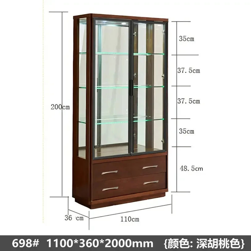 Household integrated dining room storage against the wall New Chinese wine cabinet Modern simple double-open glass door display