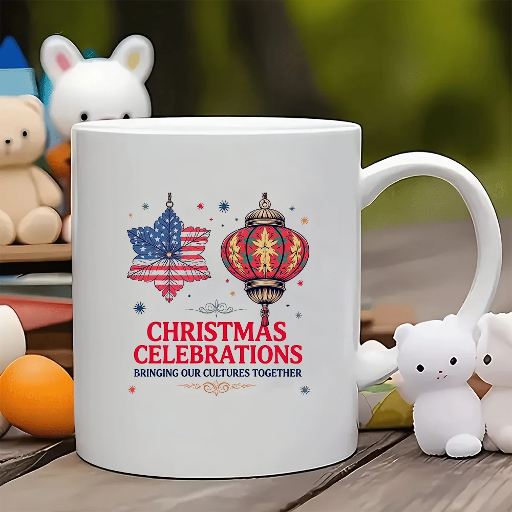 

11oz Cup + American and Canadian Cultural Fusion + Christmas Gift - Kids Water Cup Family Office Creative Coffee Cup
