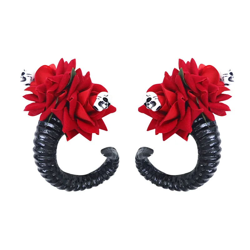 Halloween pequeno diabo rosa acessórios de cabelo menina cos diabo hairpin células vacas esqueleto gótico cocar personalidade