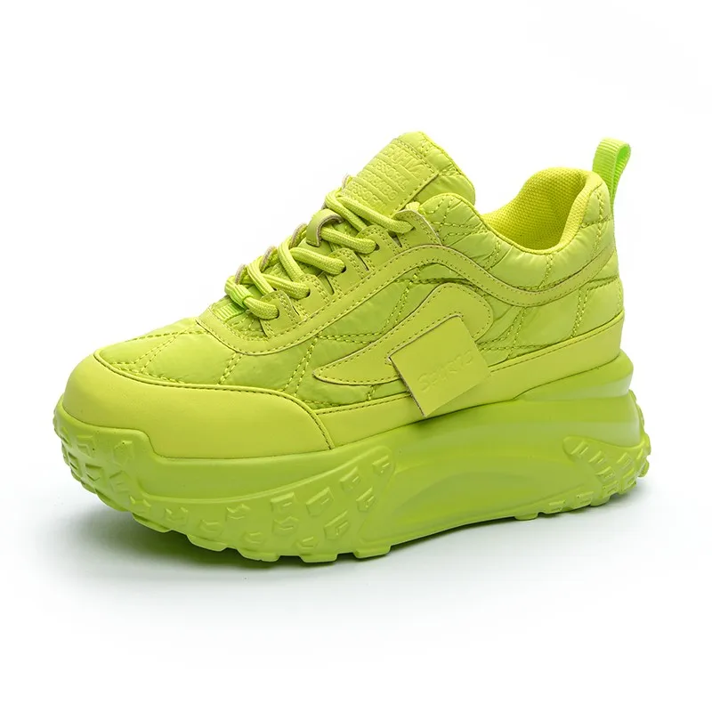 

Autumn Genuine Leather Platform Sneakers for Women Shoes Thick Sole Casual Shoes Woman Chunky Sneakers 7cm Height Increase Shoes