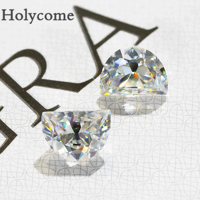 Holycome Half Moon Small Size Brilliant Cut  D Color VVS1 Loose Moissanite Stone Diamond Test Positive Wholesale DIY Beads Charm