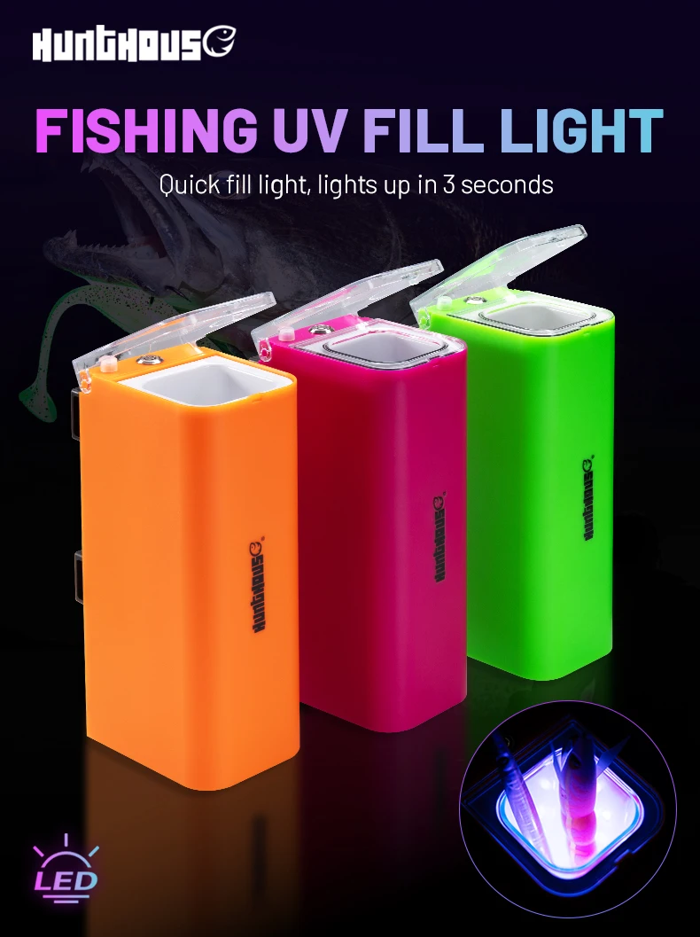Hunthouse UV-Akkumulator LED-Ultraviolettlampe 21,5*10,5*7cm für leuchtende Angelköder, Zusatzlicht, Angelwerkzeug LW318 – Detail 1