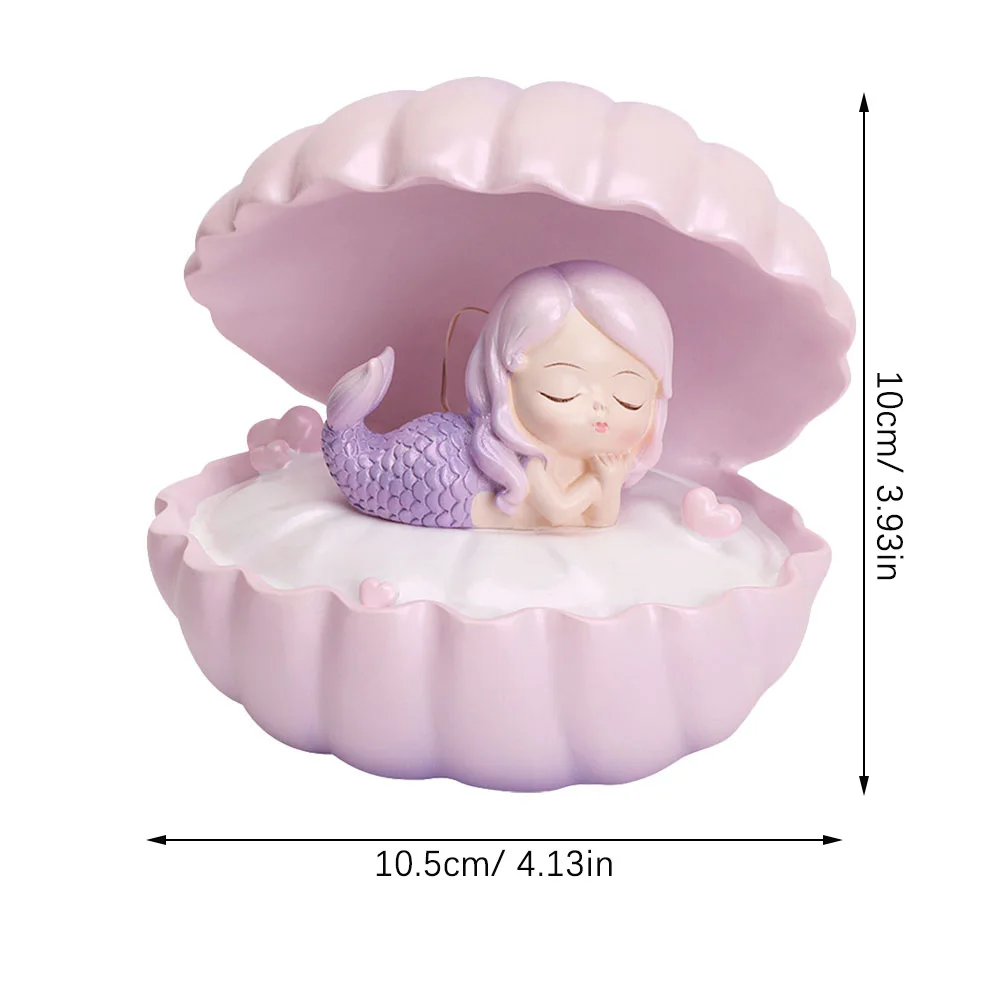 1 قطعة قذيفة حورية البحر ليلة مصباح الراتنج الحرفية الإبداعية أباجورة صغيرة لغرفة ديكور فريد النمذجة الخفيفة