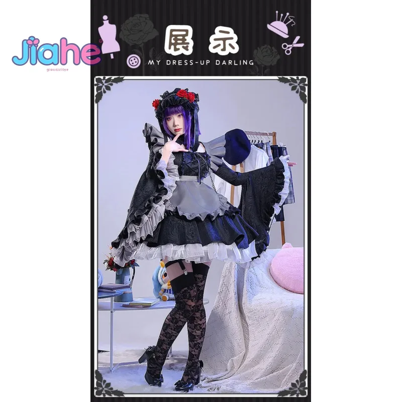 Kitagawa Marin My Dress-Up Darling Cos nombre Cosplay disfraz vestido sombrero accesorios calcetines delantal niña Halloween uniforme de sirvienta Lolita
