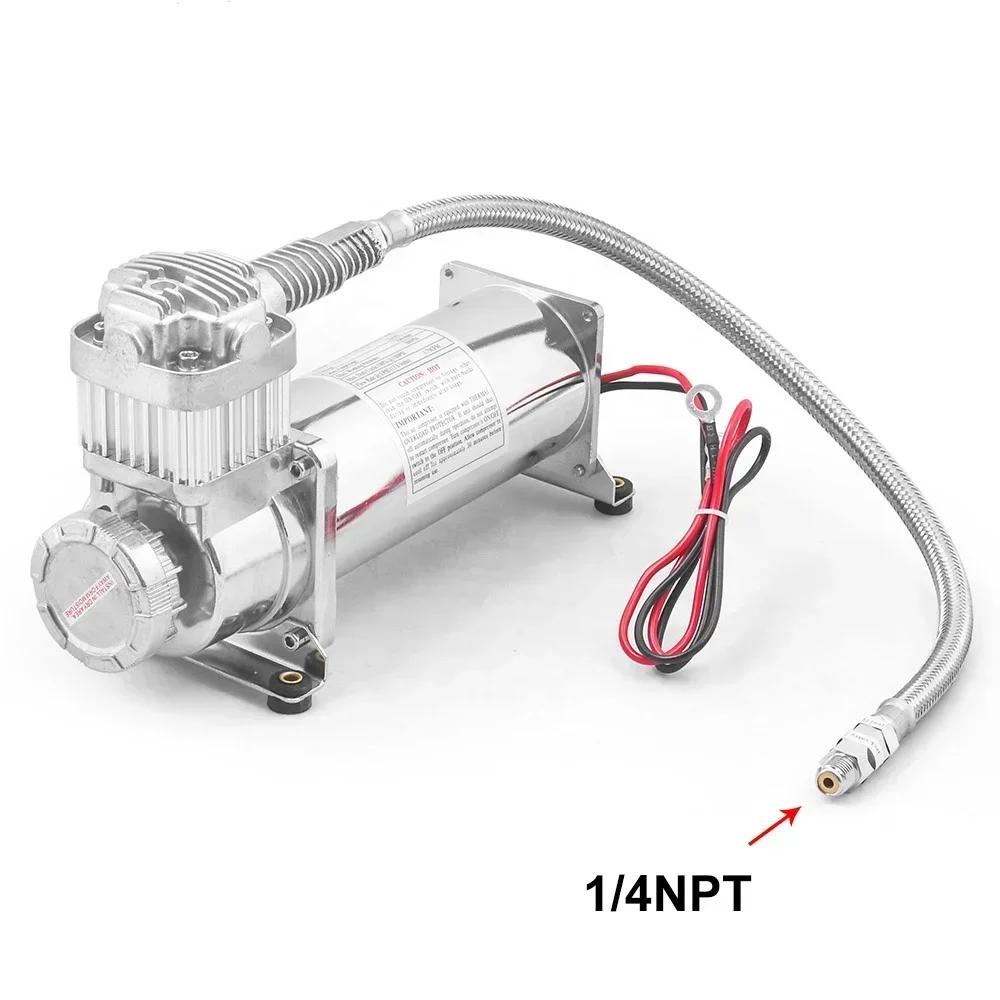 Car Accessories Universal 1/4NPT or 3/8NPT Chrome 200PSI 480C 12V Air Suspension Compressor Pump Kit BX102151-SL