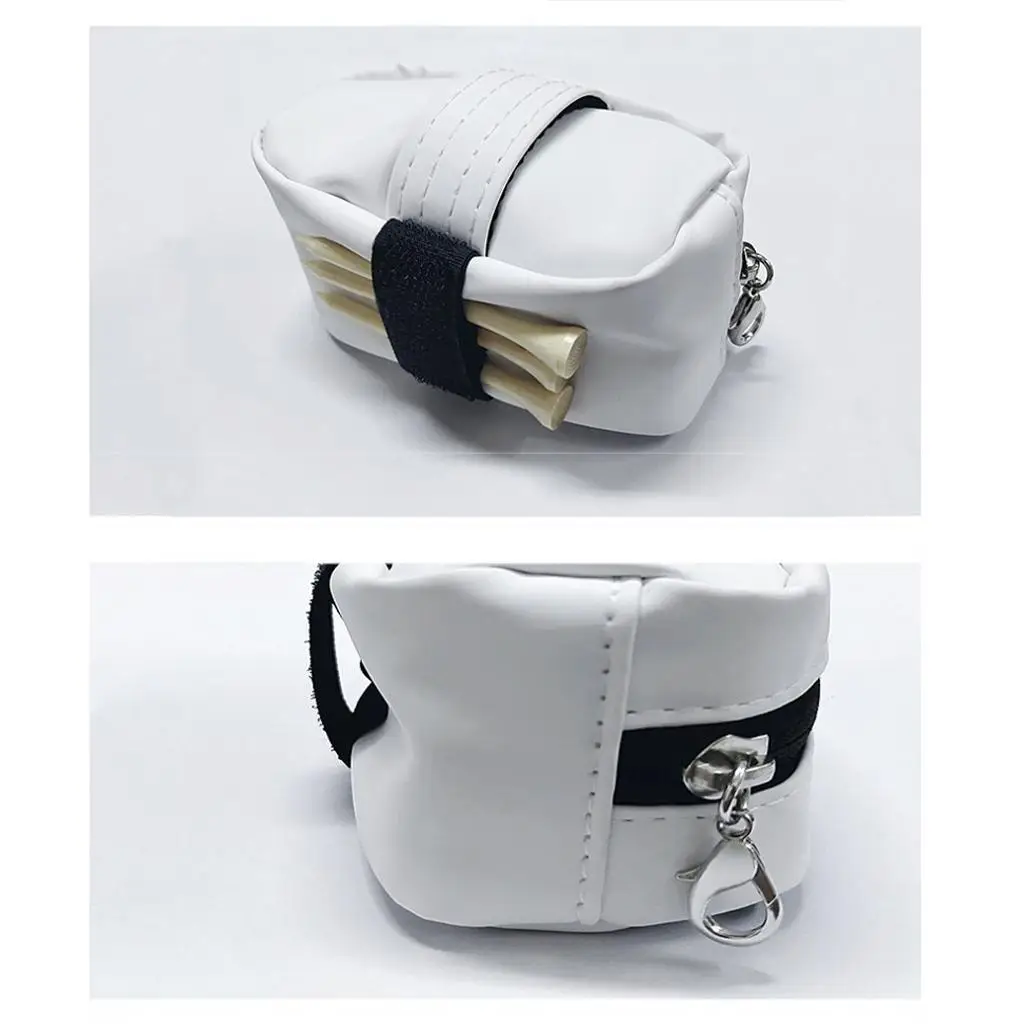 

PU Leather Golf Ball Golf Tee Holder Pouch with Hook Portable Golf Ball Storage