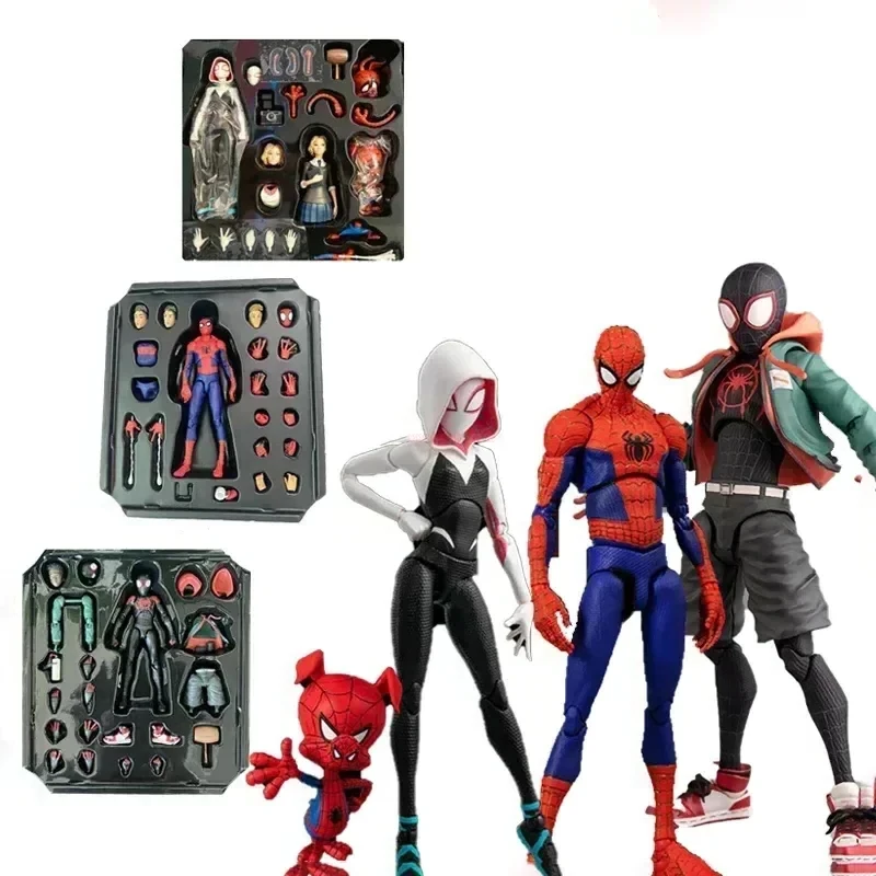 

Marvel Spiderman Miles Morales Gwen Peter Action Figure Anime Spider-verse Collection Sentinel Figure Christmas Toys Xmas Gift