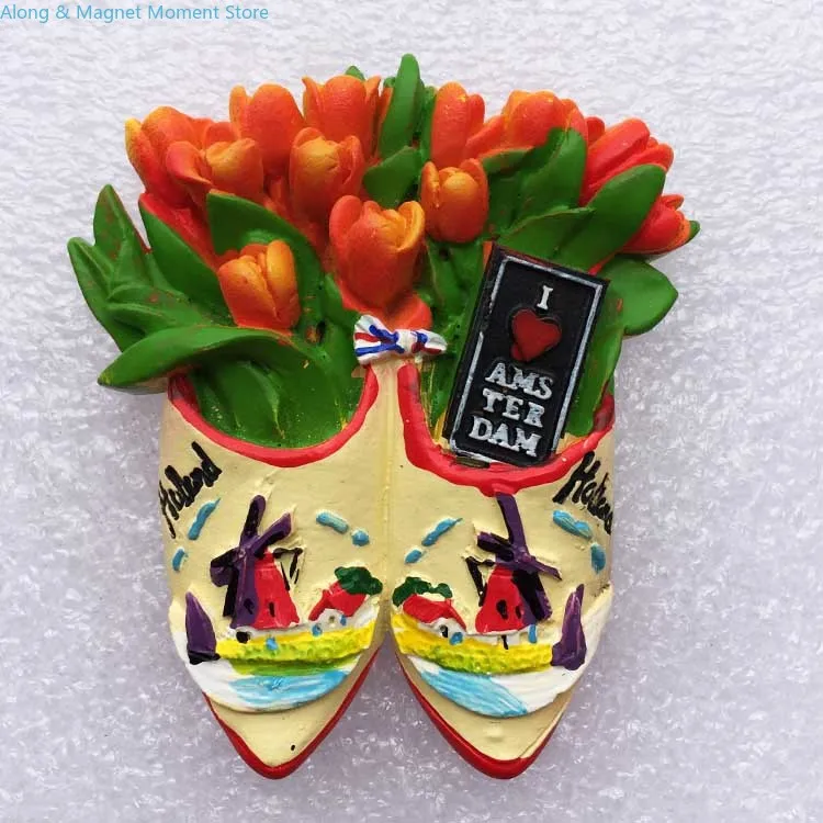 

Netherlands Amsterdam Tourism Memorial Three-dimensional Refrigerator Sticker Tulip Windmill Dutch Logo Travel Souvenir