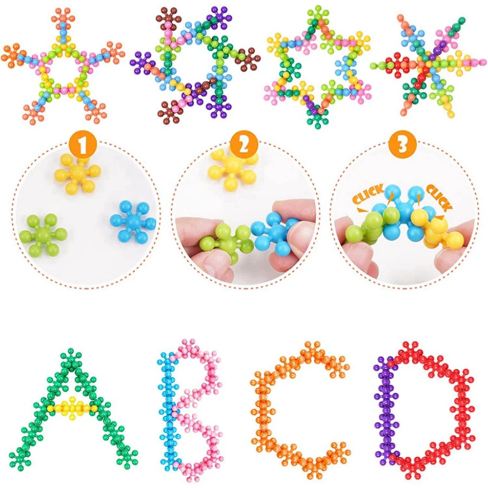 50/100PCS Snowflake Interlocking Building Block Toy Creative Stress Relief Fidget Toys Party Favors with Storage Box