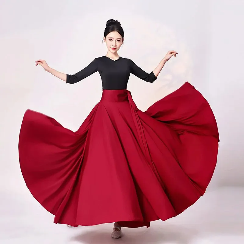 720 Degree One Piece Lace Up Large Swing Long Skirt Female Fashion Women's Skirts 2026 NEW  Elegant Dance Clothing