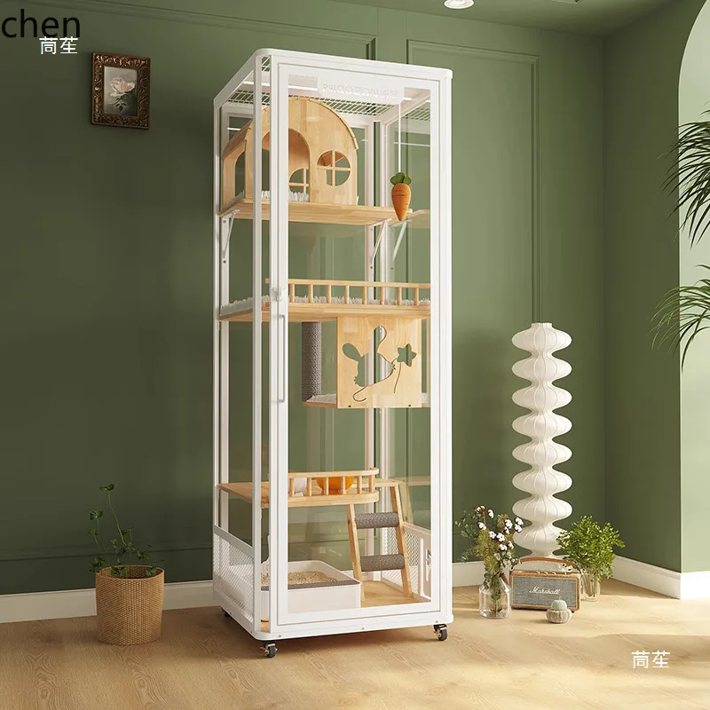 CZ Cat Villa Space-Saving Glass Panoramic Small Apartment Cat Cage Indoor Cat Cabinet