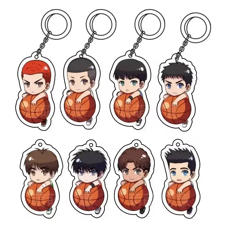 Slam Dunk anime cute cartoon Sakuragi Hanamichi Rukawa Kaede creative keychain kawaii acrylic small pendant decoration wholesale