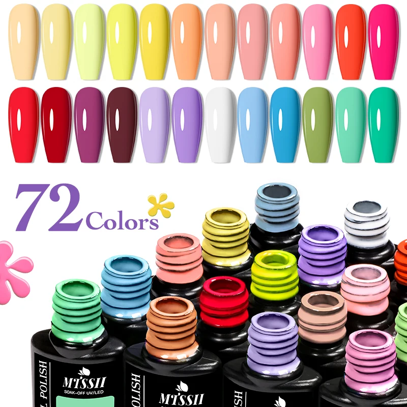 MTSSII 72 Colors 7ml Nail Fashionable Color Gel Nude Gel Semi Permanant Soak Off UV LED Nail Art For Manicure Nail Art Varnish