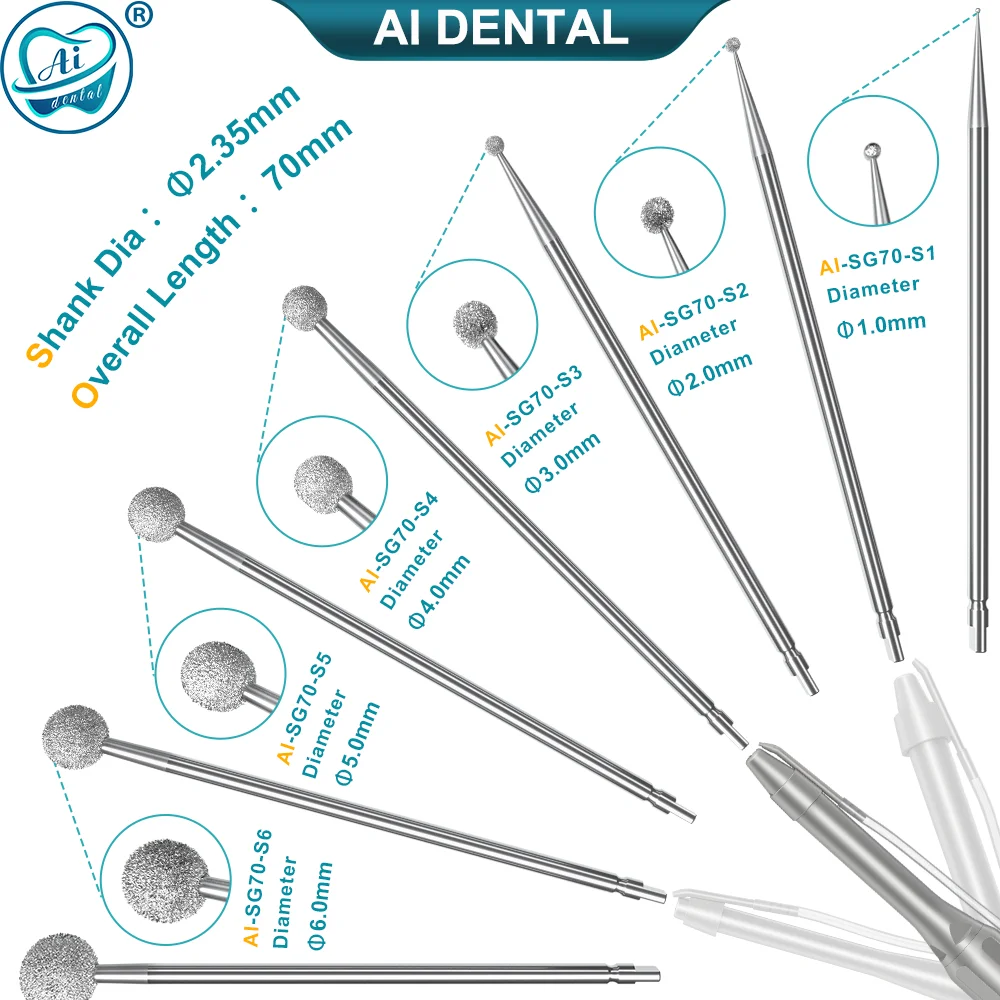 AI-SG45/70/120 Dental Diamond Burs Tungsten Steel Strawberries Drills Dia 2.35mm Fit for Contra Angle Micro Surgery Handpiece