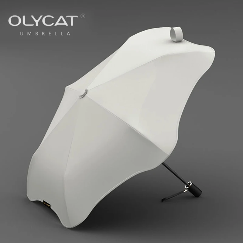 OLYCAT Small Umbrella Rain For Women Anti UV Windproof Female Umbrella Sunscreen Portable Aluminum Black Umbrella Men Waterproof