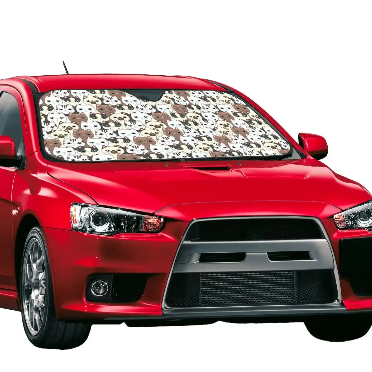 車のフロントウィンドウ用の格納式ウィンドスクリーンカバー,猫のコラージュ,フロントガラス,フロントサンバイザー,動物バイザー,UV保護,70x130cm