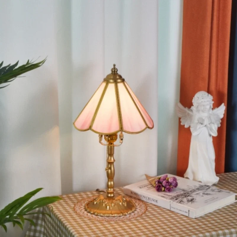 Glass French romantic American country new Chinese bedroom small table lamp