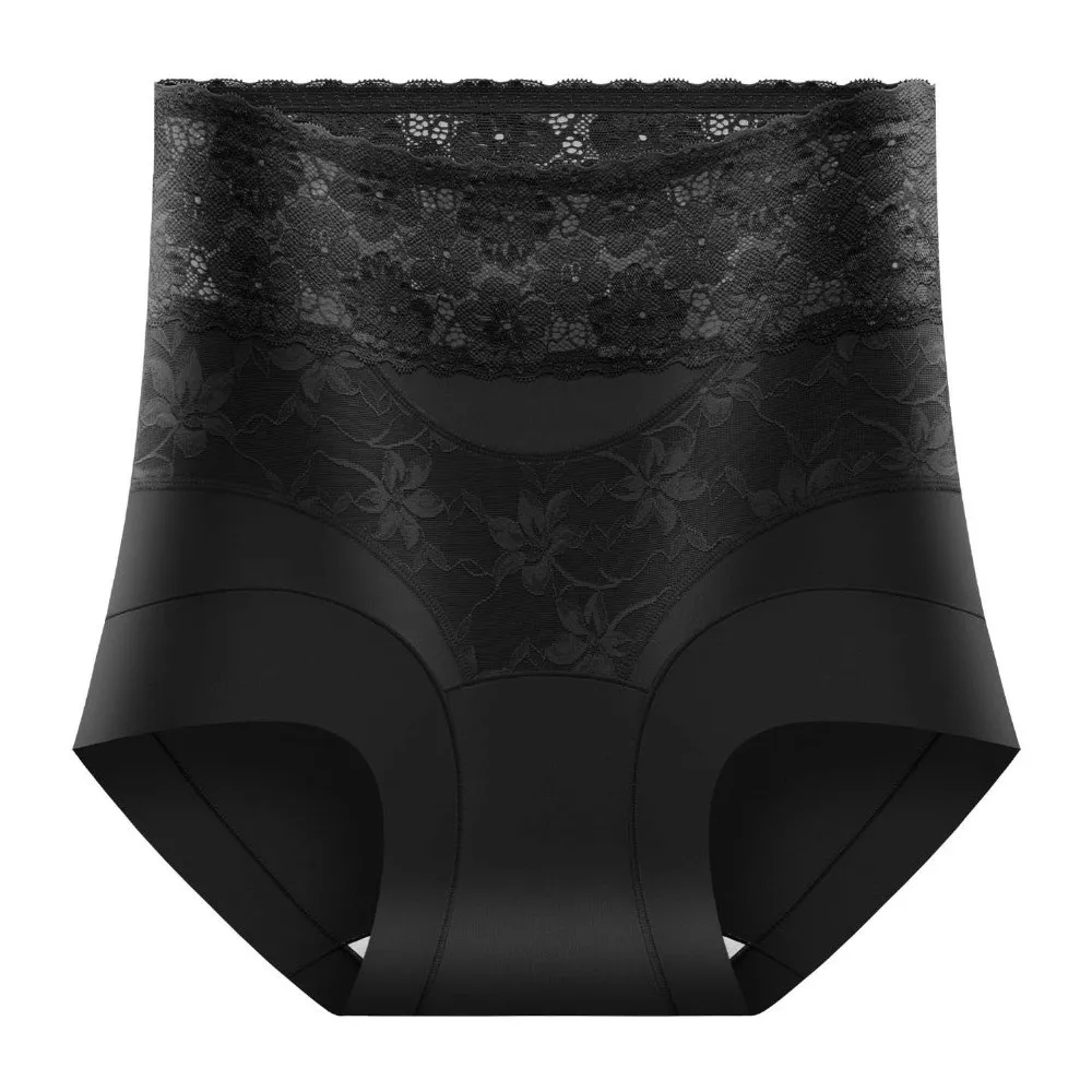 High Waist Seamless Shapewear Pants Seamless Shaping Breathable Fabric Shapewear Underwear Lace Trim Lift-Enhancing Support