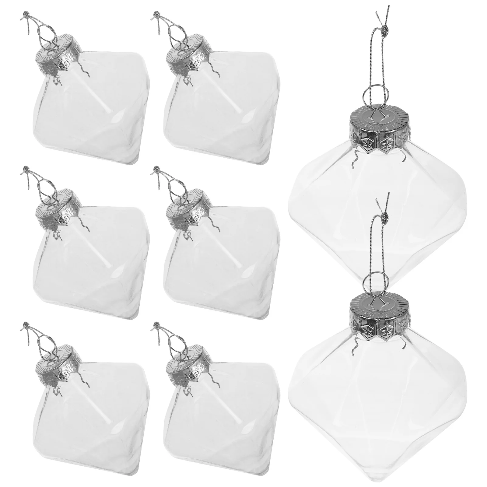 

8pcs Clear Fillable Christmas Ornaments Light Bulb Balls Holiday Decorations Empty Baubles Pendant For Tree Wall Party Wedding
