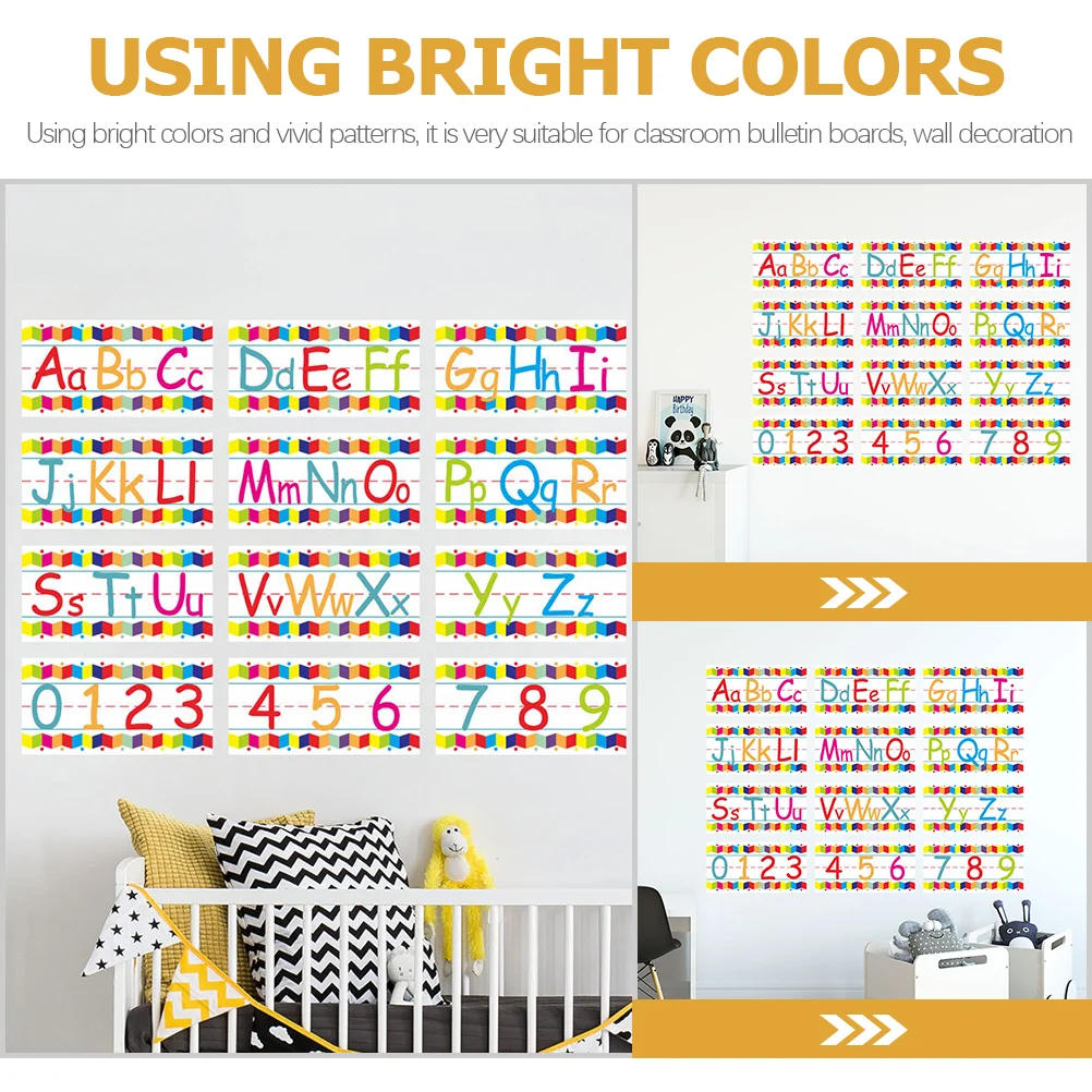 Alphanumeric Wall Sticker Self-adhesive Educational Stickers for Girls Number Cartoon Design Pvc Alphabet Decals Kids Baby