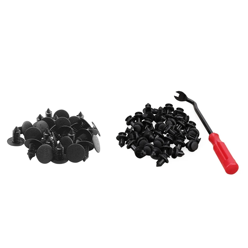 30Pcs 9Mm X 8Mm Hole Plastic Car Fender Fir Tree Clips Rivets Retainer & 40Pcs 10Mm Push-Type Plastic Bumper Fender Flare Fasten