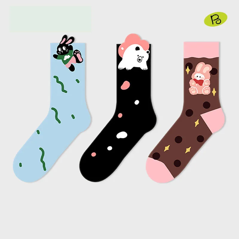 

Милые женские носки из чистого хлопка, удлиненные, для осени и зимы, дышащие, с защитой от запаха и натирания, ручной работы, бесшовные